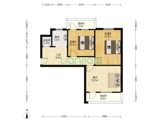 东马棚街16号 2室1厅1卫 72平方
