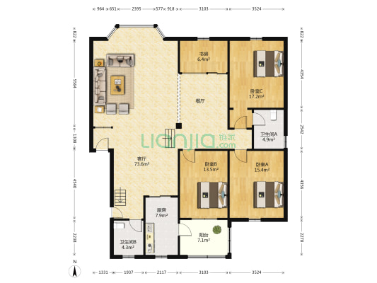 彭州市科技苑 4室1厅2卫 178平方