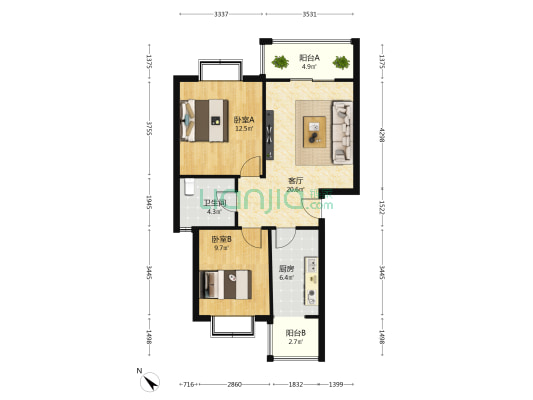 荆竹小区4号院 2室1厅1卫 74平方