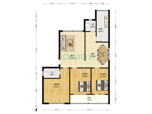 药监局宿舍 2室2厅2卫 123平方