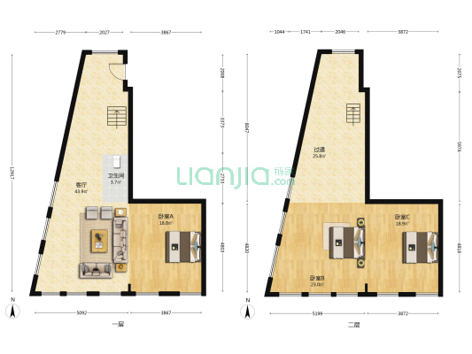 力天大都会 3室1厅1卫 106平方