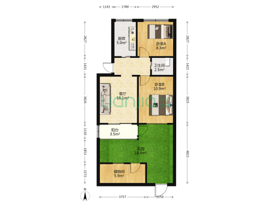 小汽改家属区 2室1厅1卫 54平方