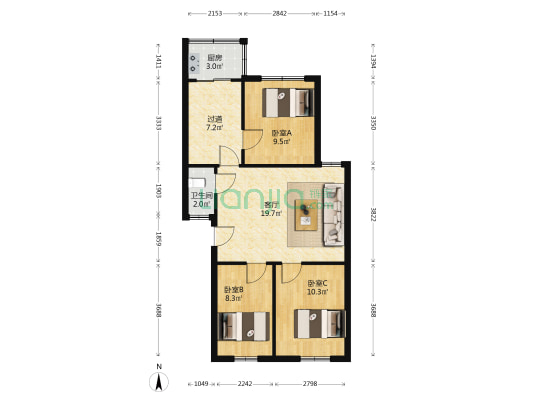 西新苑东区 3室1厅1卫 78平方