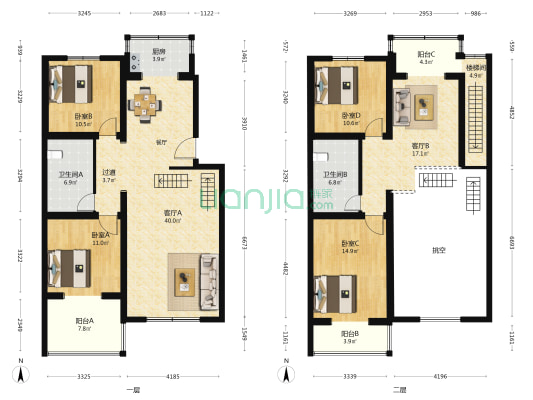 都市芳园镜湖园 4室2厅2卫 182平方