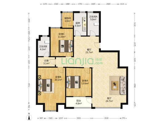 七星之都 3室2厅2卫 146平方