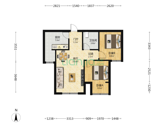 紫金·熙悦 2室1厅1卫 77平方