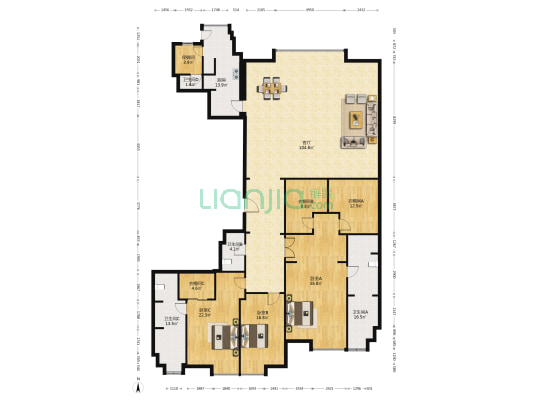 万达公馆1号 3室1厅4卫 335平方