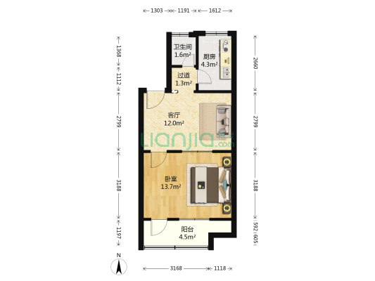 陇海南里4号院 1室1厅1卫 48平方
