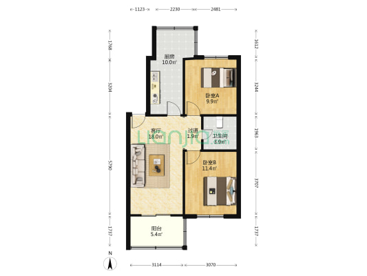 426小区 2室1厅1卫 74平方