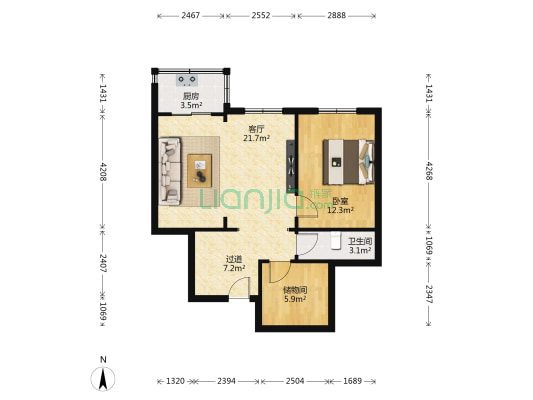 华富小区(天水北路) 1室1厅1卫 64平方