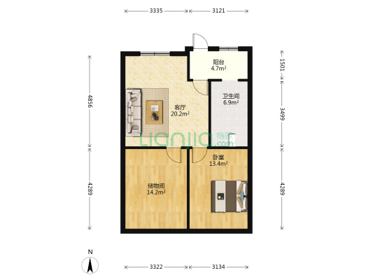 市农业局家属院 1室1厅1卫 66平方
