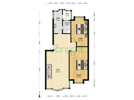 玫瑰东路散盘 2室1厅1卫 93平方