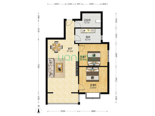 宜和馨园 2室1厅1卫 99平方