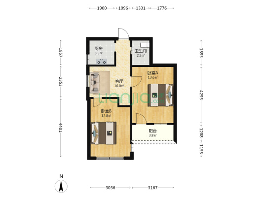 仓山房管局宿舍 2室1厅1卫 63平方