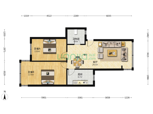 见龙洞路125号 2室1厅1卫 83平方