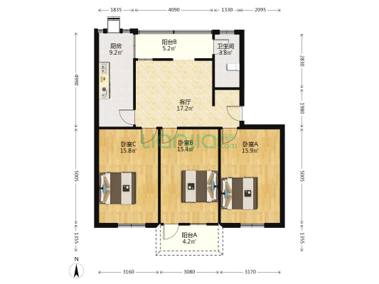 汉阳大街127号 3室1厅1卫 96平方