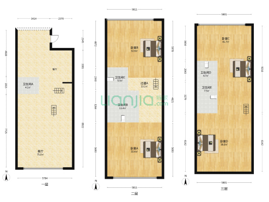 碧水琴湾一期 4室1厅5卫 256平方