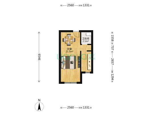 单身公寓 40平毛坯房 全款20万 新市区 地铁 友谊路-户型图