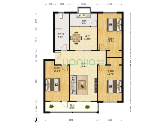 物价局家属楼 3室2厅1卫 139平方