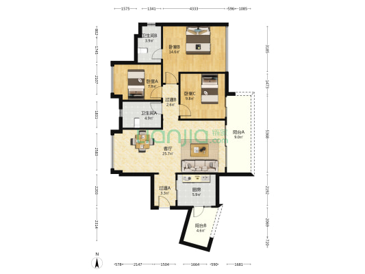 嘉云汇 3室1厅2卫 115平方