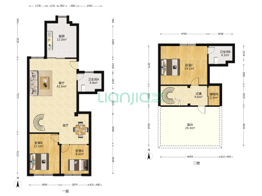台北花苑 3室1厅2卫 128平方
