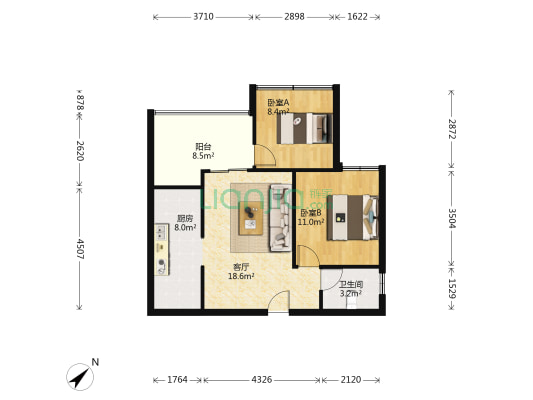 玛尚 2室1厅1卫 68平方