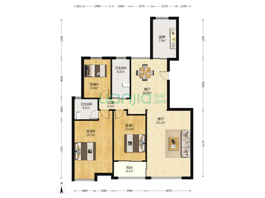 铂领公馆 3室2厅2卫 145平方