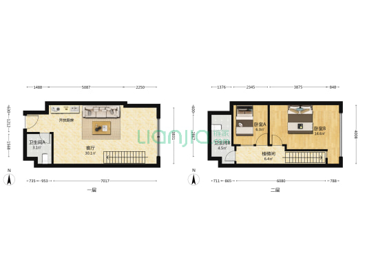 龙盛国际商业广场(商业类) 2室1厅2卫 53平方