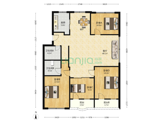 林业局新村 4室1厅2卫 145平方