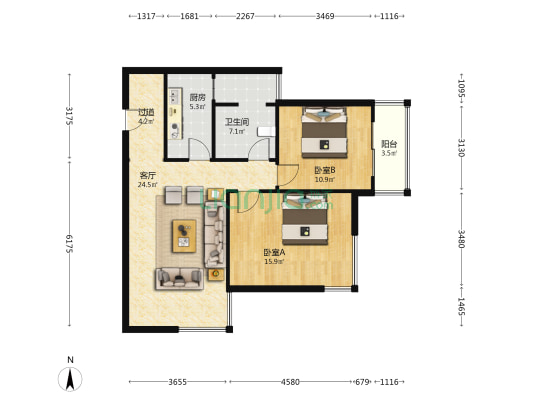 人和三期 2室1厅1卫 102平方