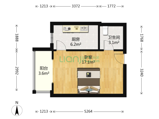 华泰靖湘园 1室0厅1卫 39平方