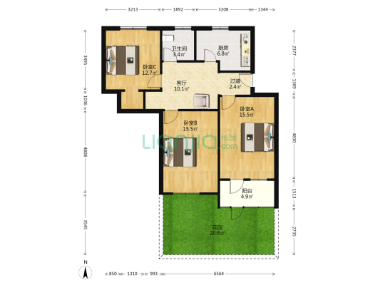伊河路20号院 3室1厅1卫 85平方