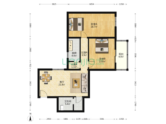 白纸坊街 2室1厅1卫 94平方