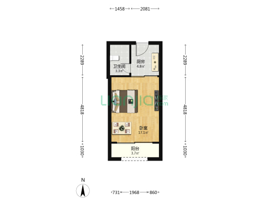 东线1号 1室0厅1卫 41平方