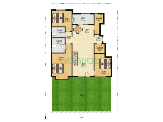 万科云山 3室2厅2卫 123平方