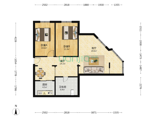 省电力多经信通公司家属院 2室2厅1卫 74平方