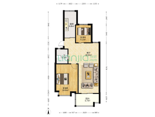 兰亭绿源 2室1厅1卫 76平方