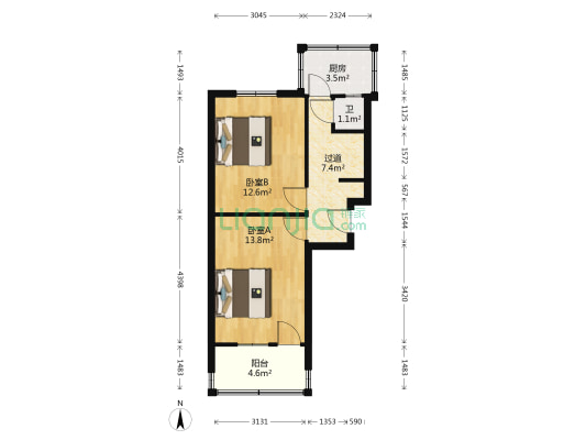 威远集团宿舍 2室0厅1卫 46平方