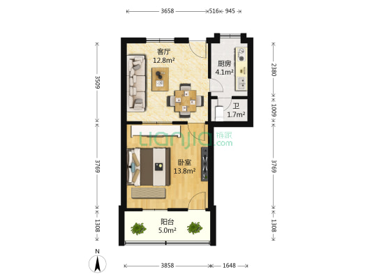 胜利路 1室1厅1卫 45平方