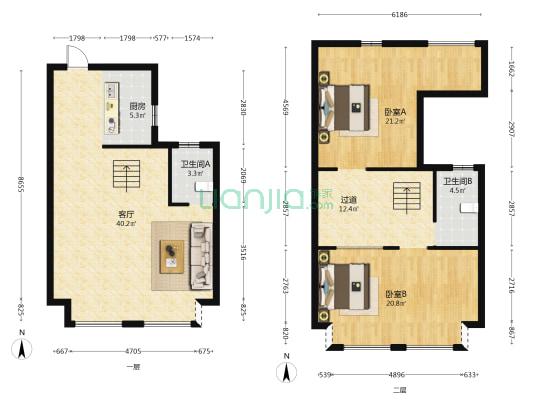 长乐铂景湾 2室1厅2卫 68平方