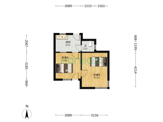 前哨农场五村 2室0厅1卫 43平方