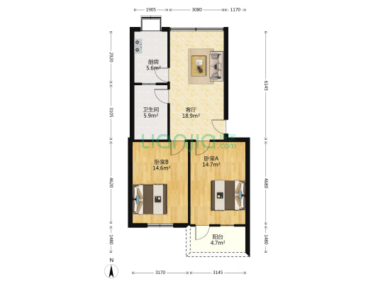 卫民巷44号院 2室1厅1卫 79平方