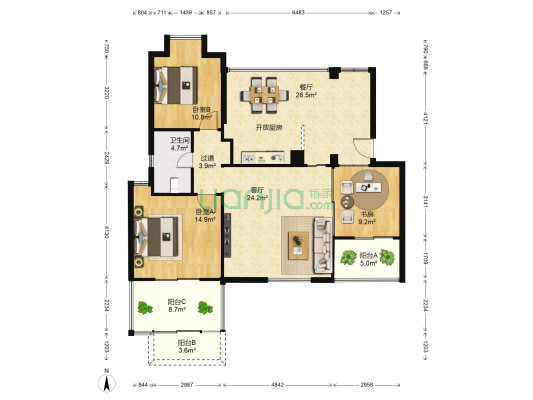 顺驰泊林二期 3室2厅1卫 101平方