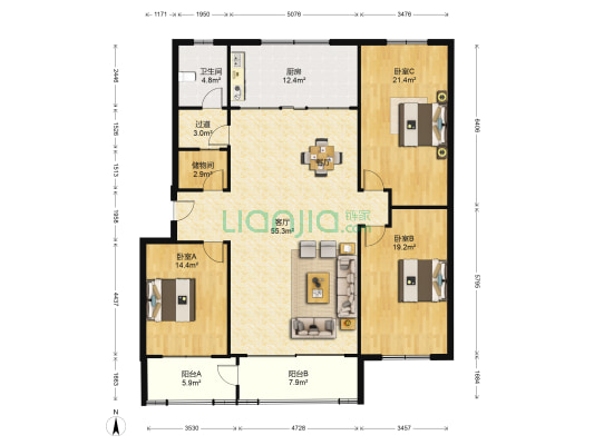 美林花园 3室1厅1卫 183平方