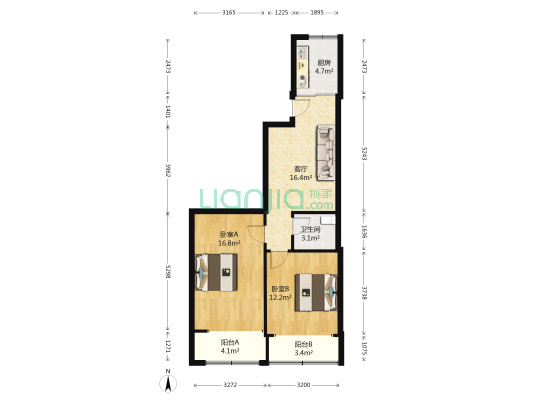 长江新村C区 2室1厅1卫 74平方