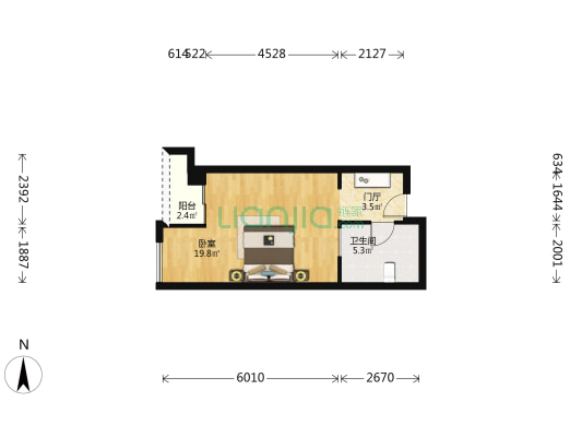 东环广场 1室0厅1卫 46平方