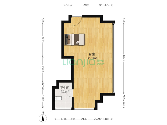 闽商国贸中心 1室0厅1卫 60平方