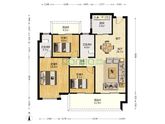碧桂园·珺尚府 3室1厅2卫 113平方