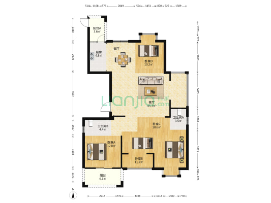 瑞府豪庭 4室1厅2卫 156平方