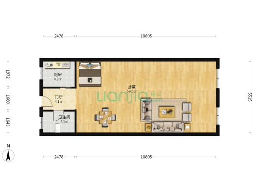 嘉丰翠竹园 1室0厅1卫 88平方